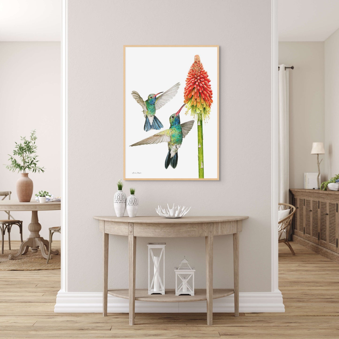 Hummingbirds with Red Hot Poker