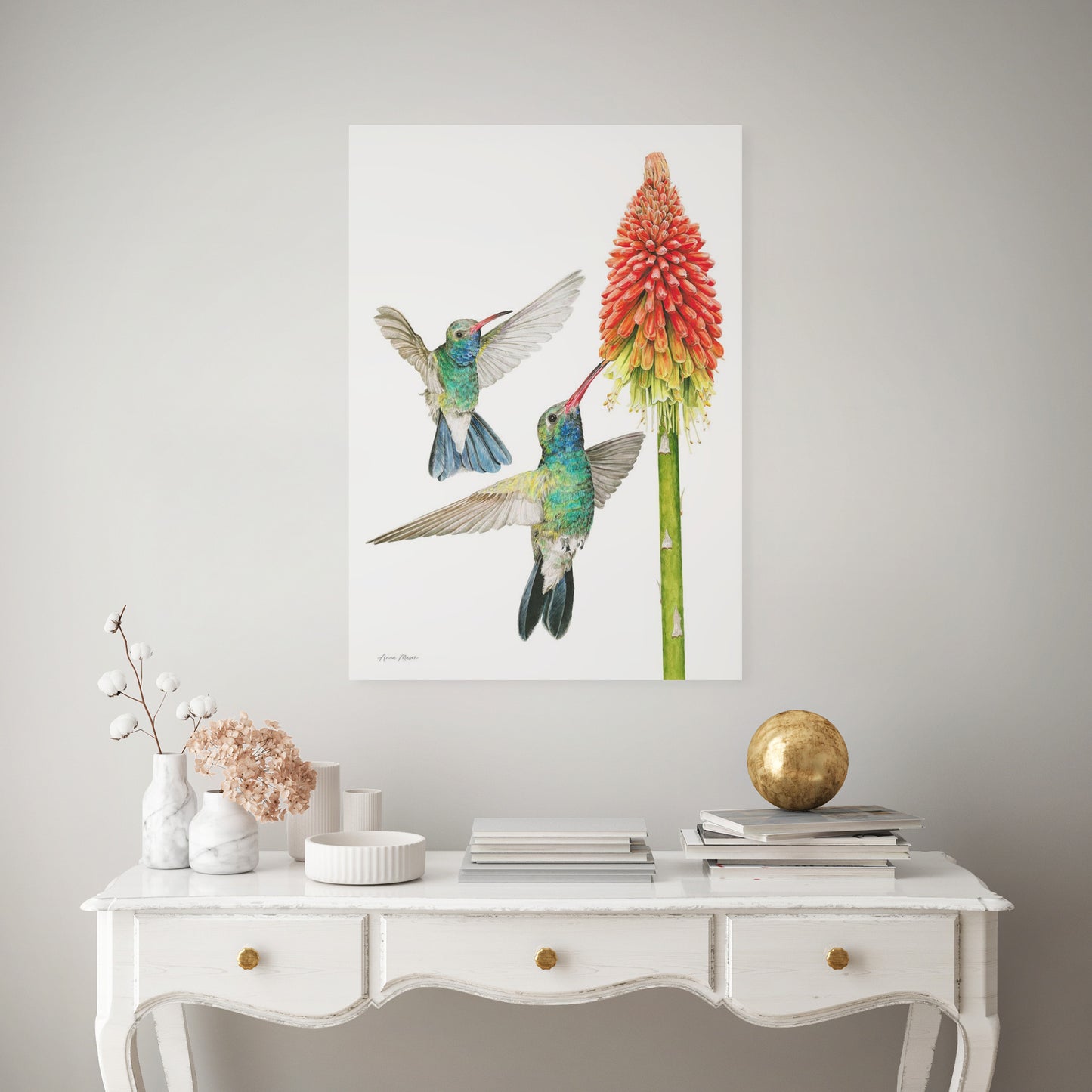 Hummingbirds with Red Hot Poker