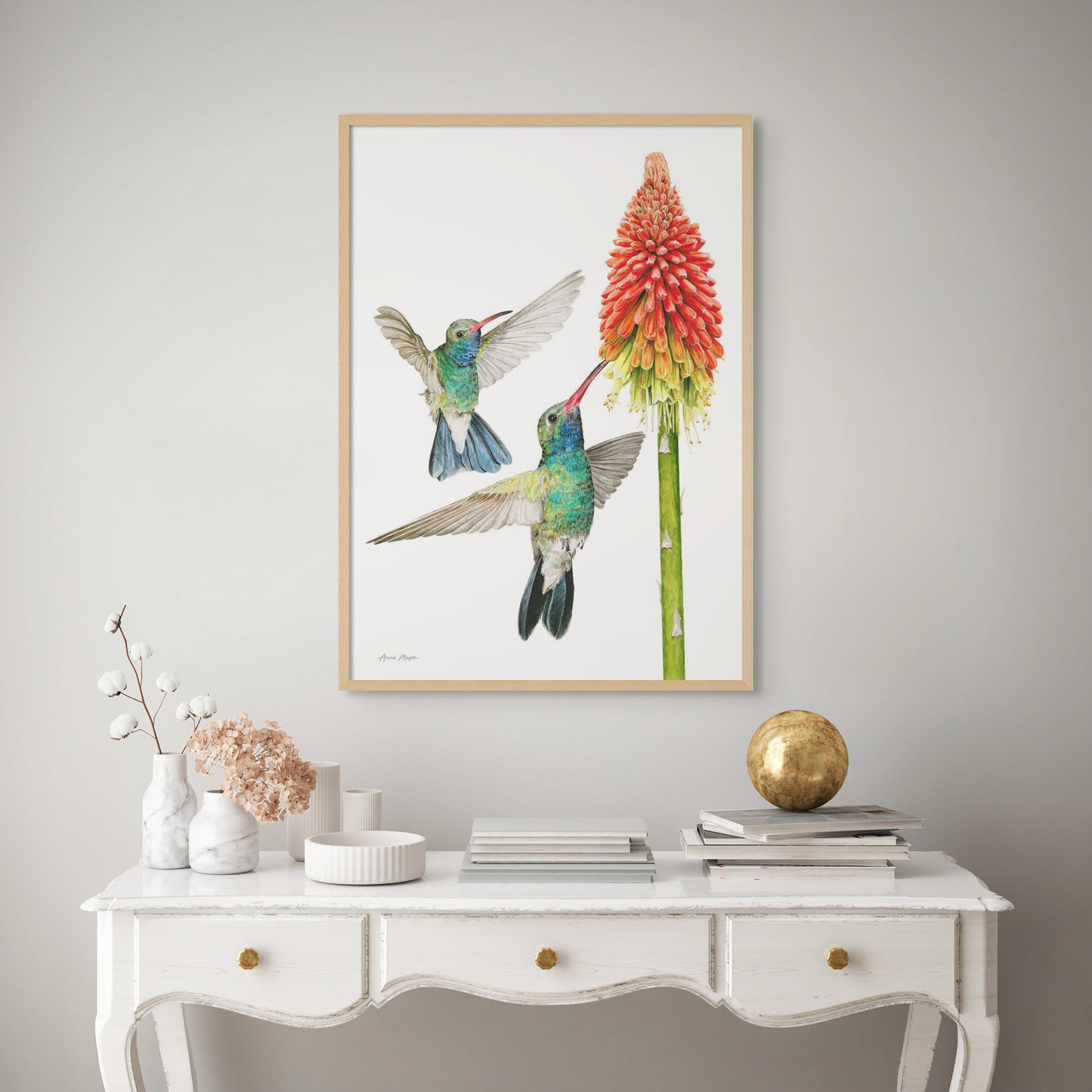Hummingbirds with Red Hot Poker