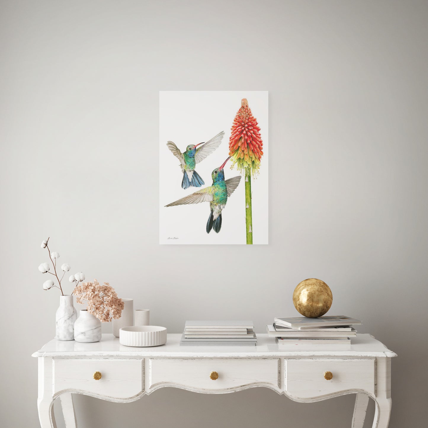 Hummingbirds with Red Hot Poker