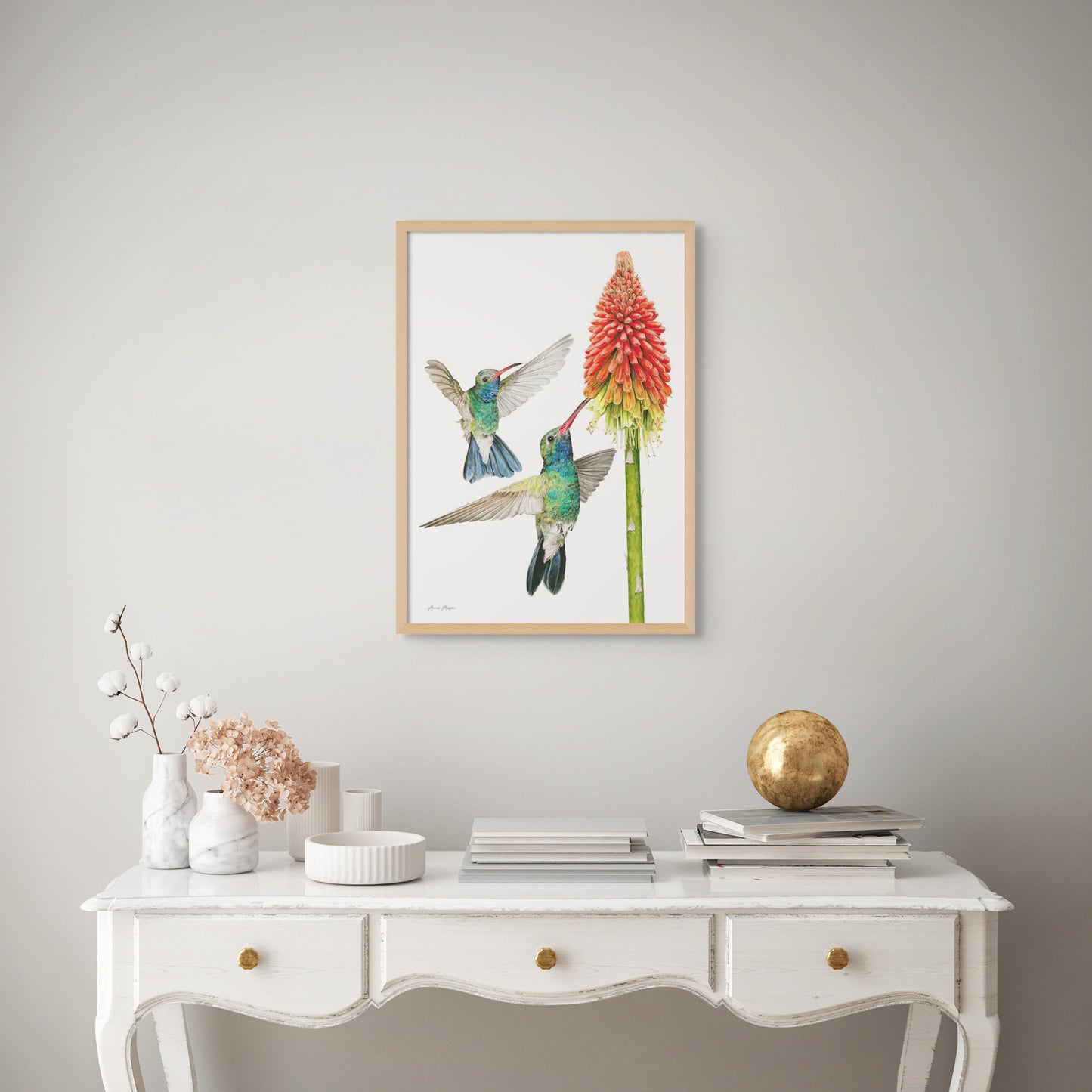Hummingbirds with Red Hot Poker