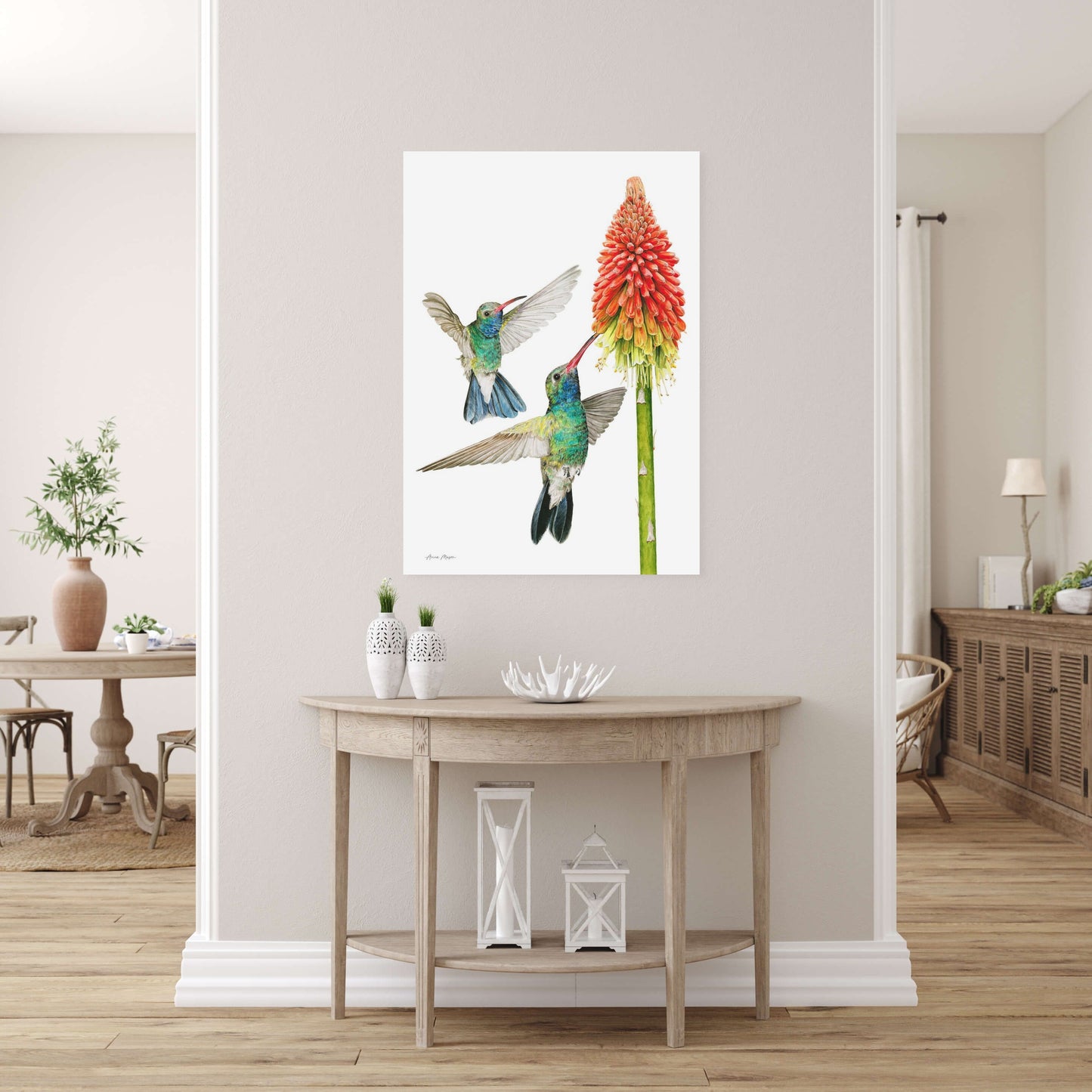 Hummingbirds with Red Hot Poker